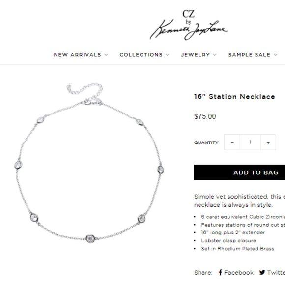 CZ by KENNETH JAY LANE 16" STATION NECKLACE - Picture 3 of 3